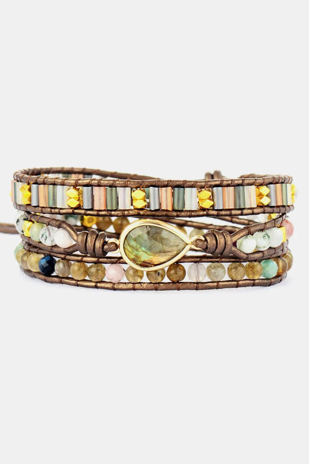 Handmade Triple Layer Beaded Bracelet Coffee Brown One Size Bracelets - Tophatter Daily Deals